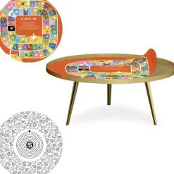 3S. x Home Table basse magnétique ronde à rebord Bipolart Métal Or avec 2 Tops style Jeux Hot