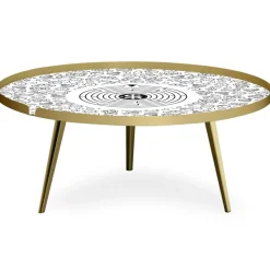 3S. x Home Table basse magnétique ronde à rebord Bipolart Métal Or avec 2 Tops style Jeux Hot