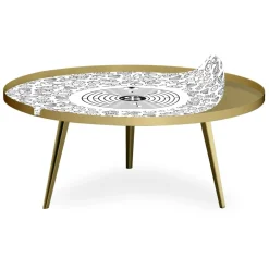 3S. x Home Table basse magnétique ronde à rebord Bipolart Métal Or avec 2 Tops style Jeux Hot