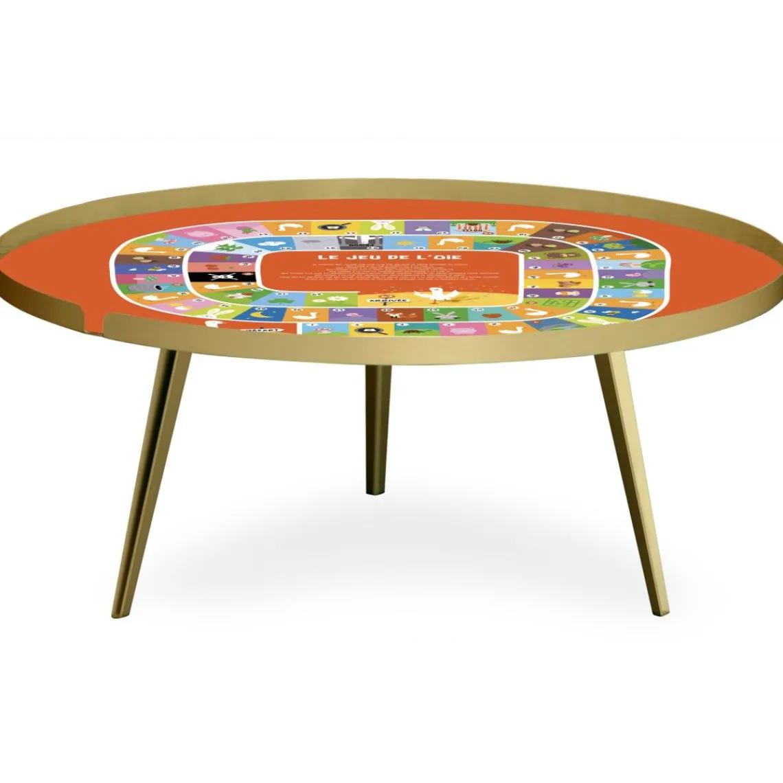 3S. x Home Table basse magnétique ronde à rebord Bipolart Métal Or avec 2 Tops style Jeux Hot