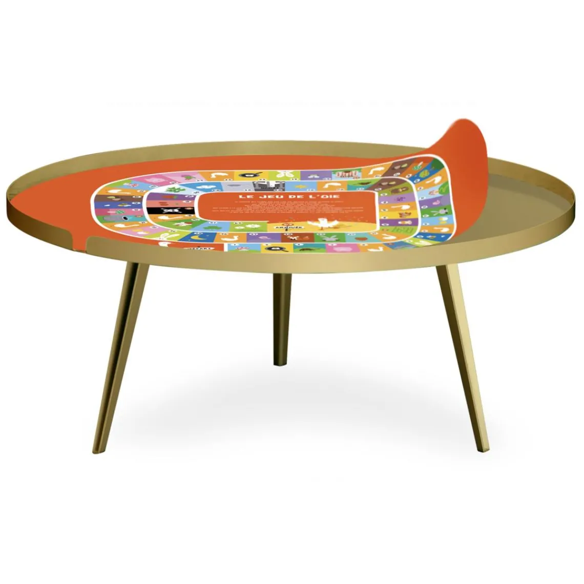 3S. x Home Table basse magnétique ronde à rebord Bipolart Métal Or avec 2 Tops style Jeux Hot