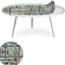 3S. x Home Table basse magnétique ronde à rebord Bipolart Métal Blanc avec 1 Top City Best