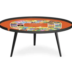 3S. x Home Table basse magnétique ronde à rebord Bipolart Métal Noir avec 2 Tops style Jeux Outlet