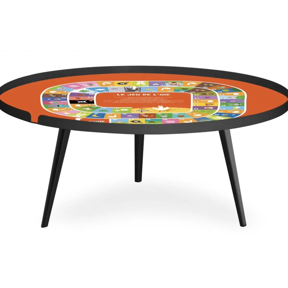 3S. x Home Table basse magnétique ronde à rebord Bipolart Métal Noir avec 2 Tops style Jeux Outlet