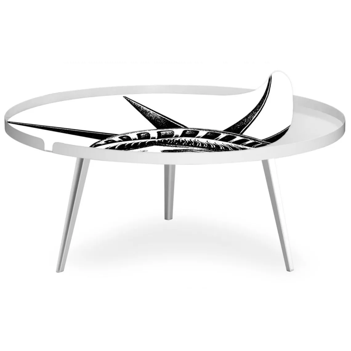 3S. x Home Table basse magnétique ronde à rebord Bipolart Métal Blanc avec 2 Tops style Fun Best