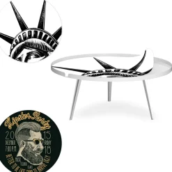 3S. x Home Table basse magnétique ronde à rebord Bipolart Métal Blanc avec 2 Tops style Fun Best