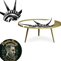 3S. x Home Table basse magnétique ronde à rebord Bipolart Métal Or avec 2 Tops style Fun Outlet