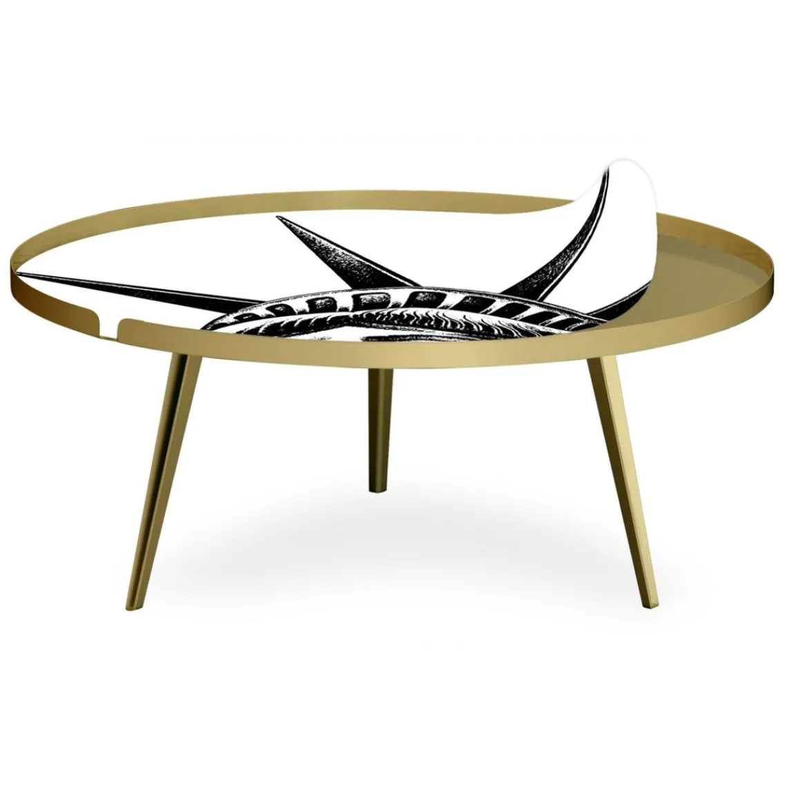 3S. x Home Table basse magnétique ronde à rebord Bipolart Métal Or avec 2 Tops style Fun Outlet