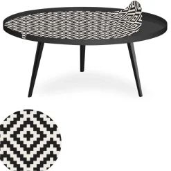 3S. x Home Table basse magnétique ronde à rebord Bipolart Métal Noir avec 1 Top Motif Contraste Hot
