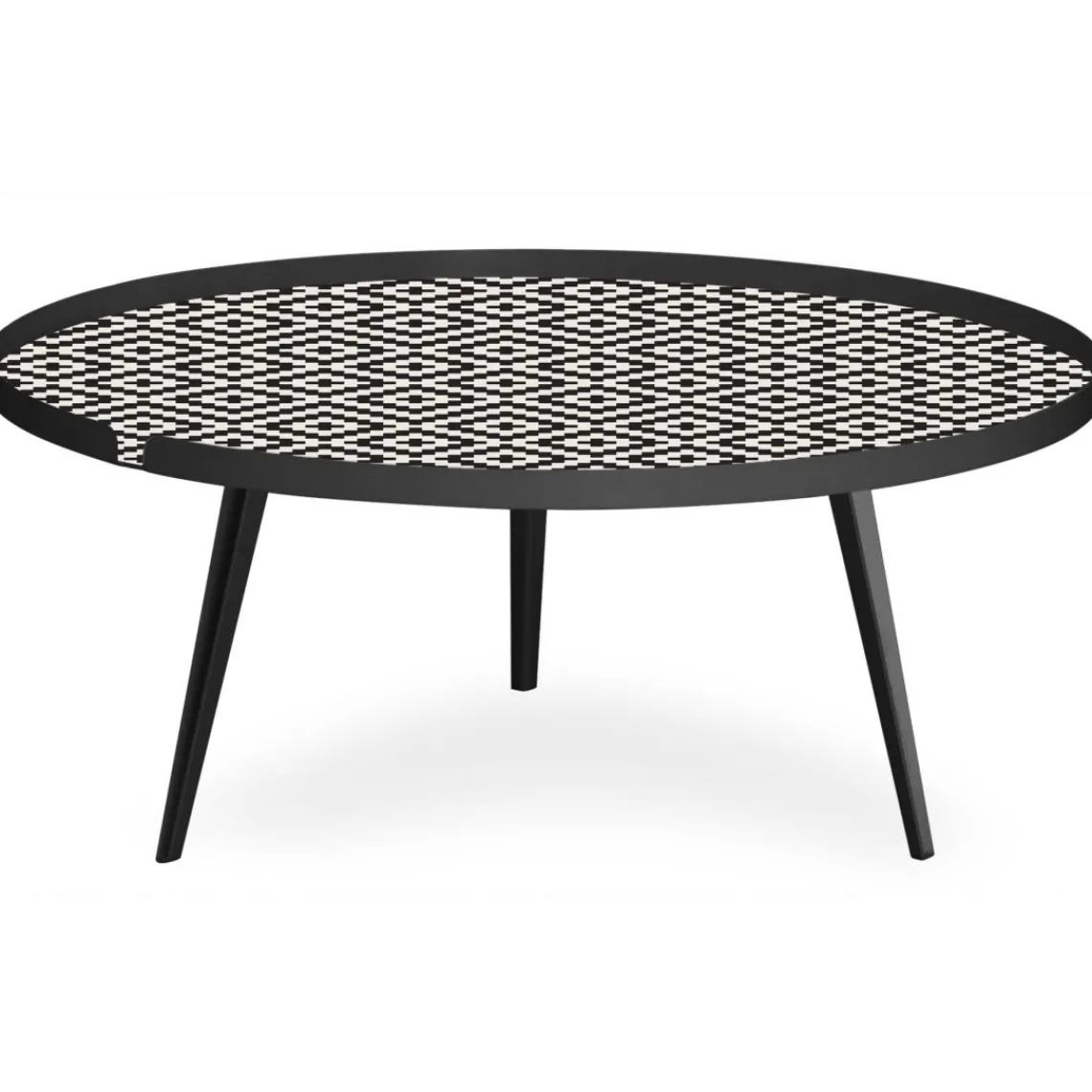 3S. x Home Table basse magnétique ronde à rebord Bipolart Métal Noir avec 1 Top Motif Contraste Hot