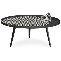 3S. x Home Table basse magnétique ronde à rebord Bipolart Métal Noir avec 1 Top Motif Contraste Hot