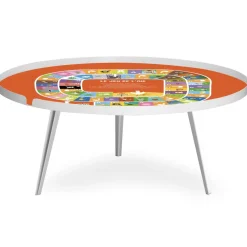 3S. x Home Table basse magnétique ronde à rebord Bipolart Métal Blanc avec 2 Tops style Jeux Clearance