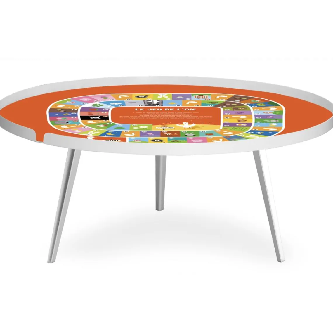 3S. x Home Table basse magnétique ronde à rebord Bipolart Métal Blanc avec 2 Tops style Jeux Clearance