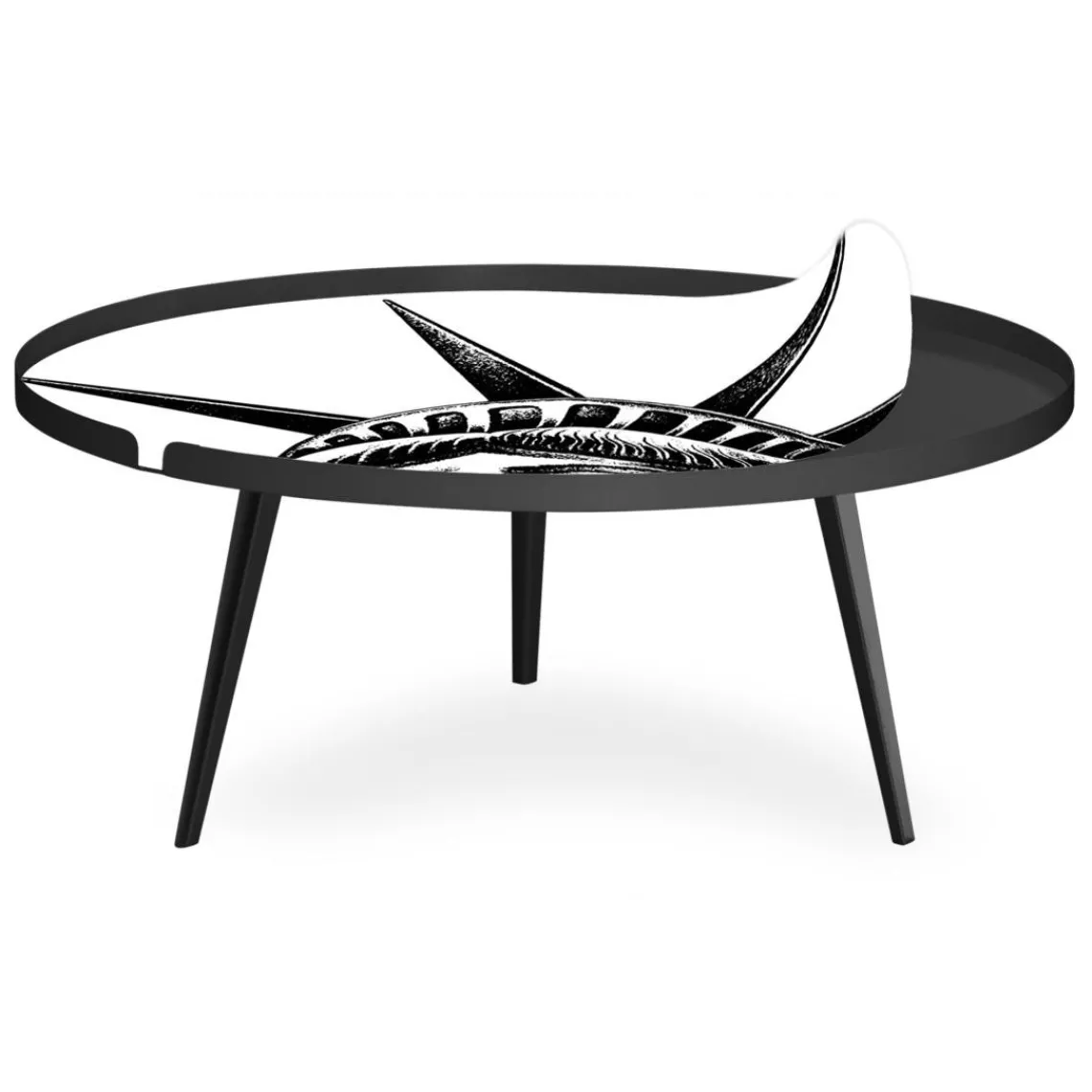 3S. x Home Table basse magnétique ronde à rebord Bipolart Métal Noir avec 2 Tops style Fun Outlet