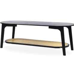 3S. x Home Table basse moderne Yokori en cannage et Bambou Noir Sale