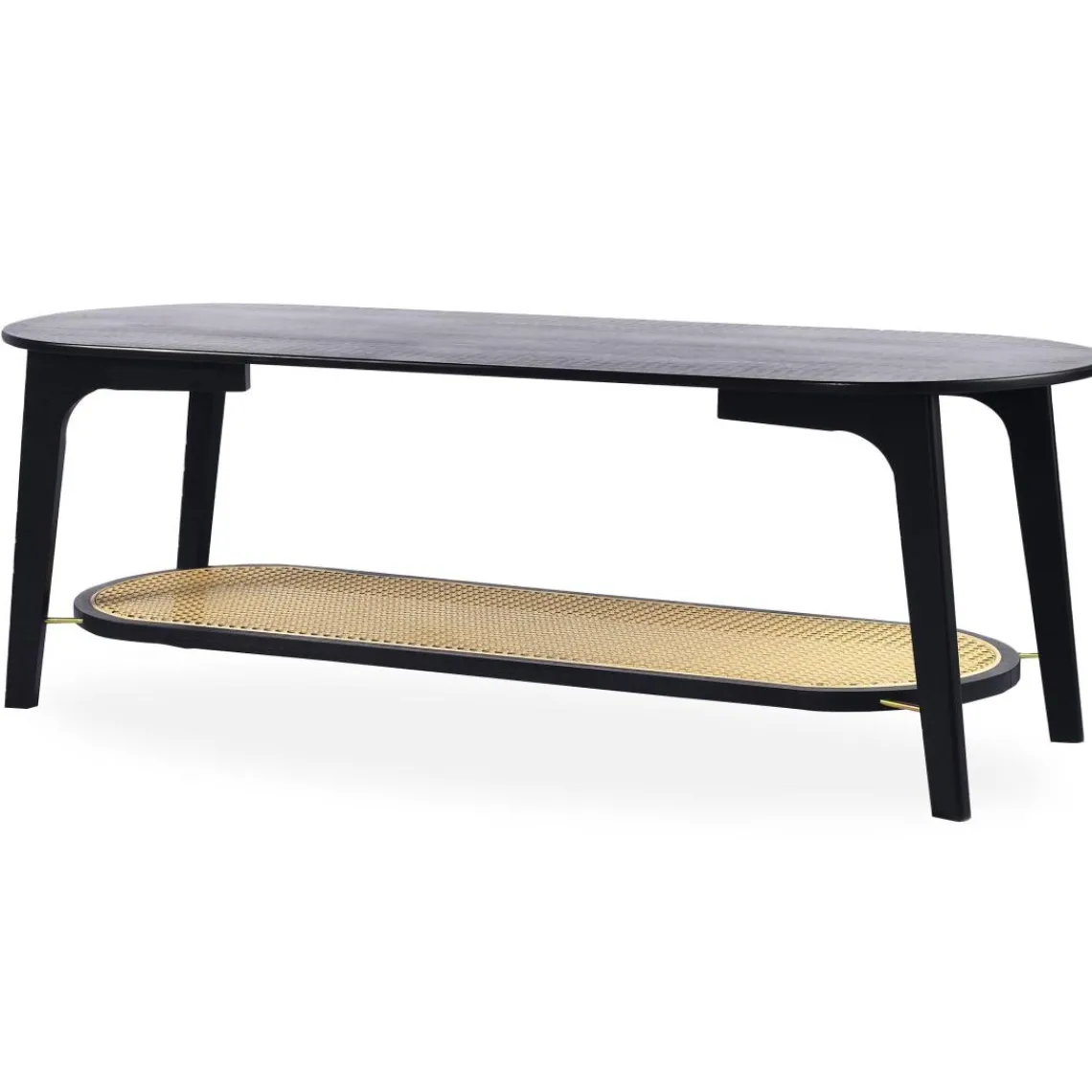 3S. x Home Table basse moderne Yokori en cannage et Bambou Noir Sale
