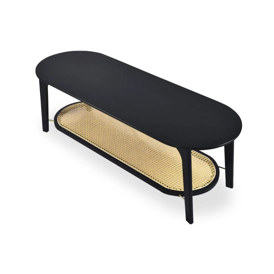 3S. x Home Table basse moderne Yokori en cannage et Bambou Noir Sale
