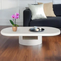 3S. x Home Table basse ovale avec tiroirs Barket Blanc Best