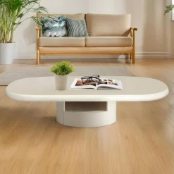3S. x Home Table basse ovale avec tiroirs Barket Crème Online