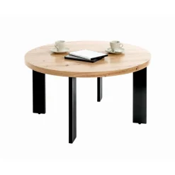 3S. x Home Table basse plateau en MDF décor chêne avec accents de couleur