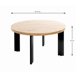 3S. x Home Table basse plateau en MDF décor chêne avec accents de couleur