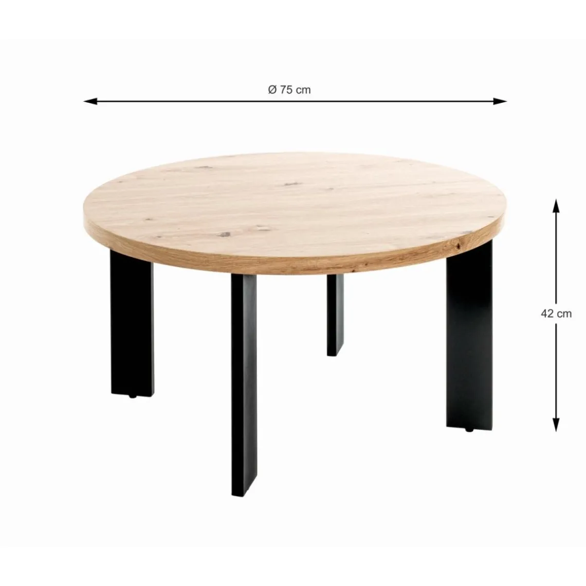 3S. x Home Table basse plateau en MDF décor chêne avec accents de couleur