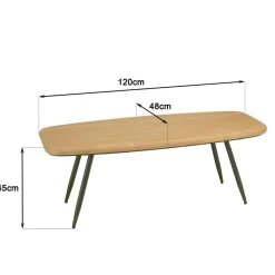 Macabane Table basse plateau en pin pieds scandinaves métal vert HELENA Outlet