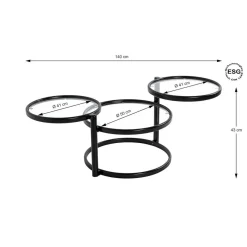 3S. x Home Table basse plateau verre pivotant Sale