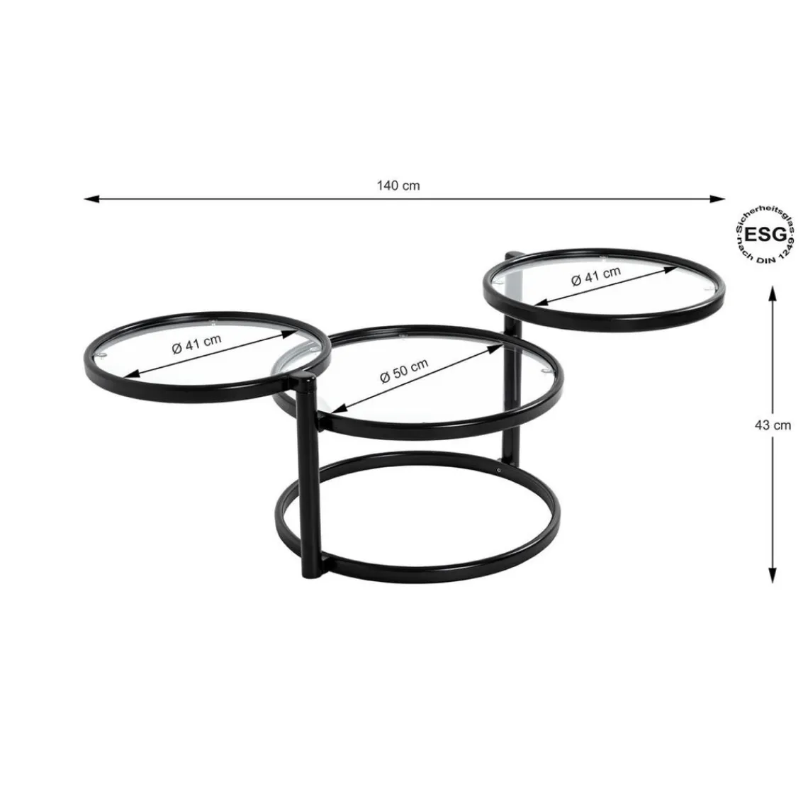 3S. x Home Table basse plateau verre pivotant Sale