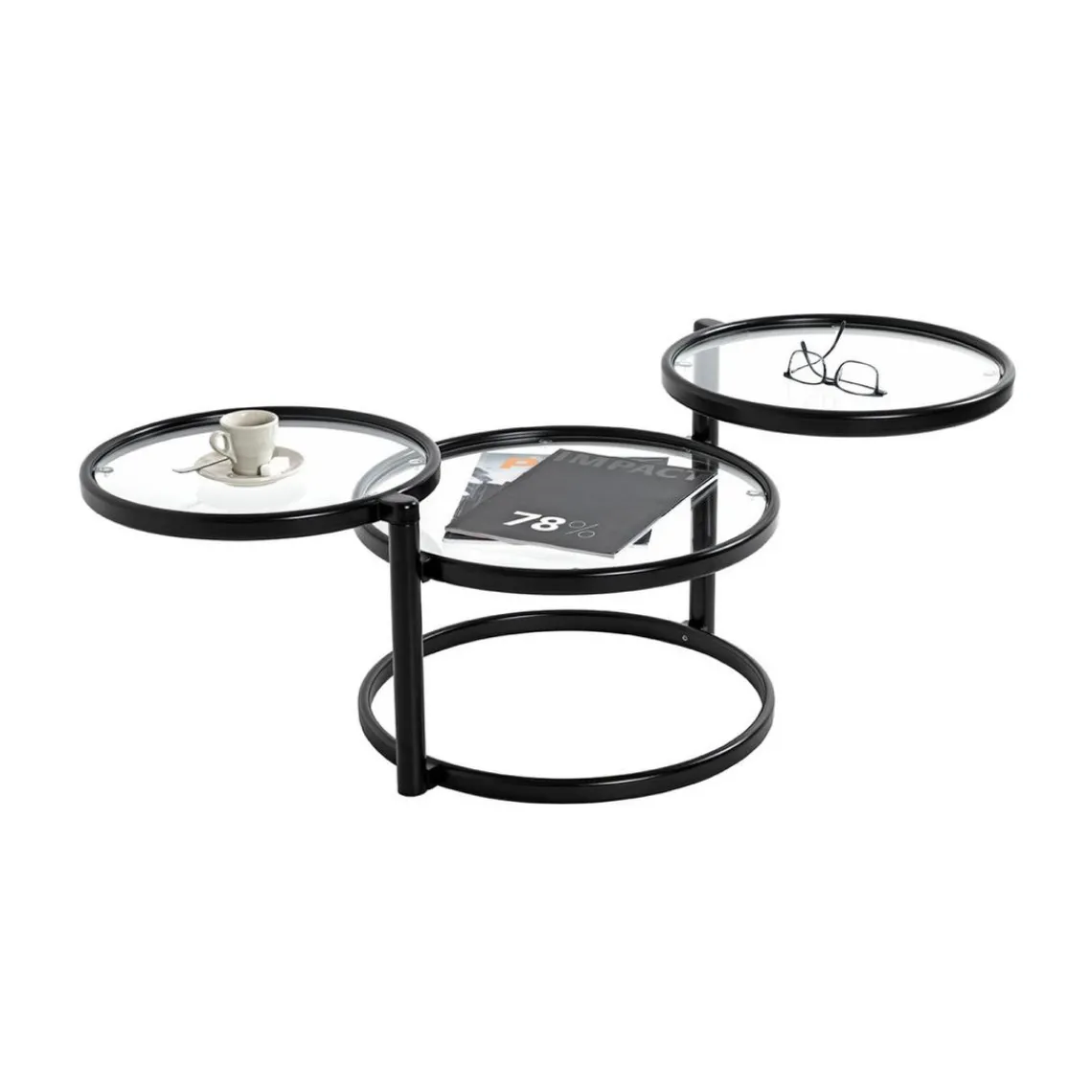 3S. x Home Table basse plateau verre pivotant Sale