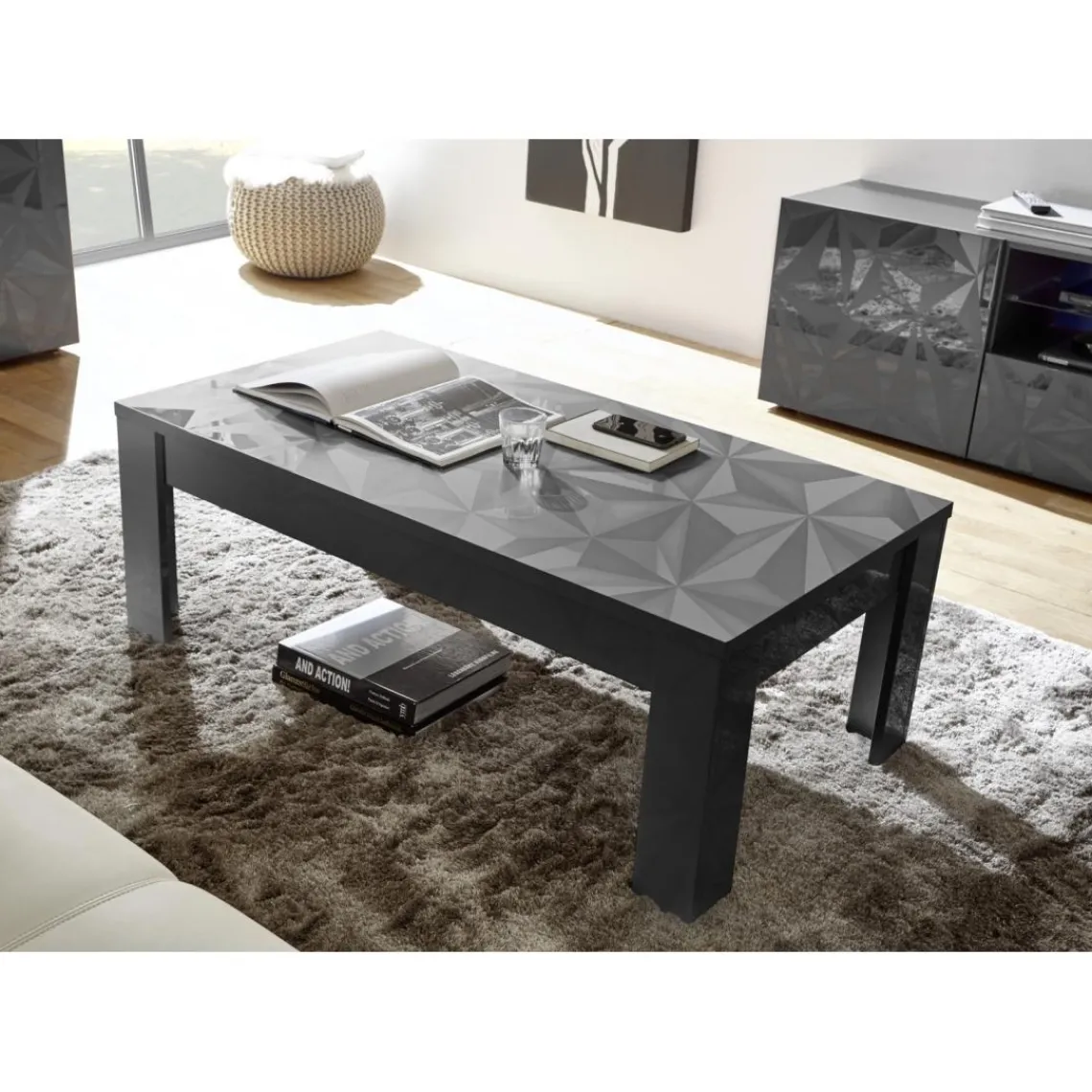 3S. x Home Table basse PRISMA laqué anthracite brillant Sale
