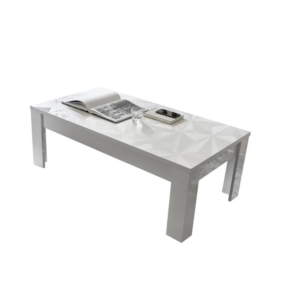 3S. x Home Table basse PRISMA laqué blanc brillant New
