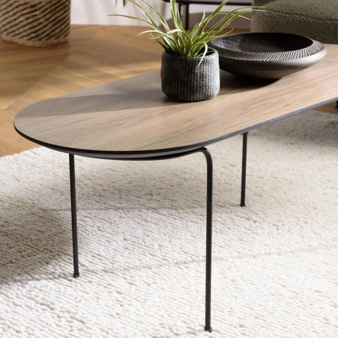 Macabane Table basse rect. angles arrondis mocha pieds métal JULIA Discount