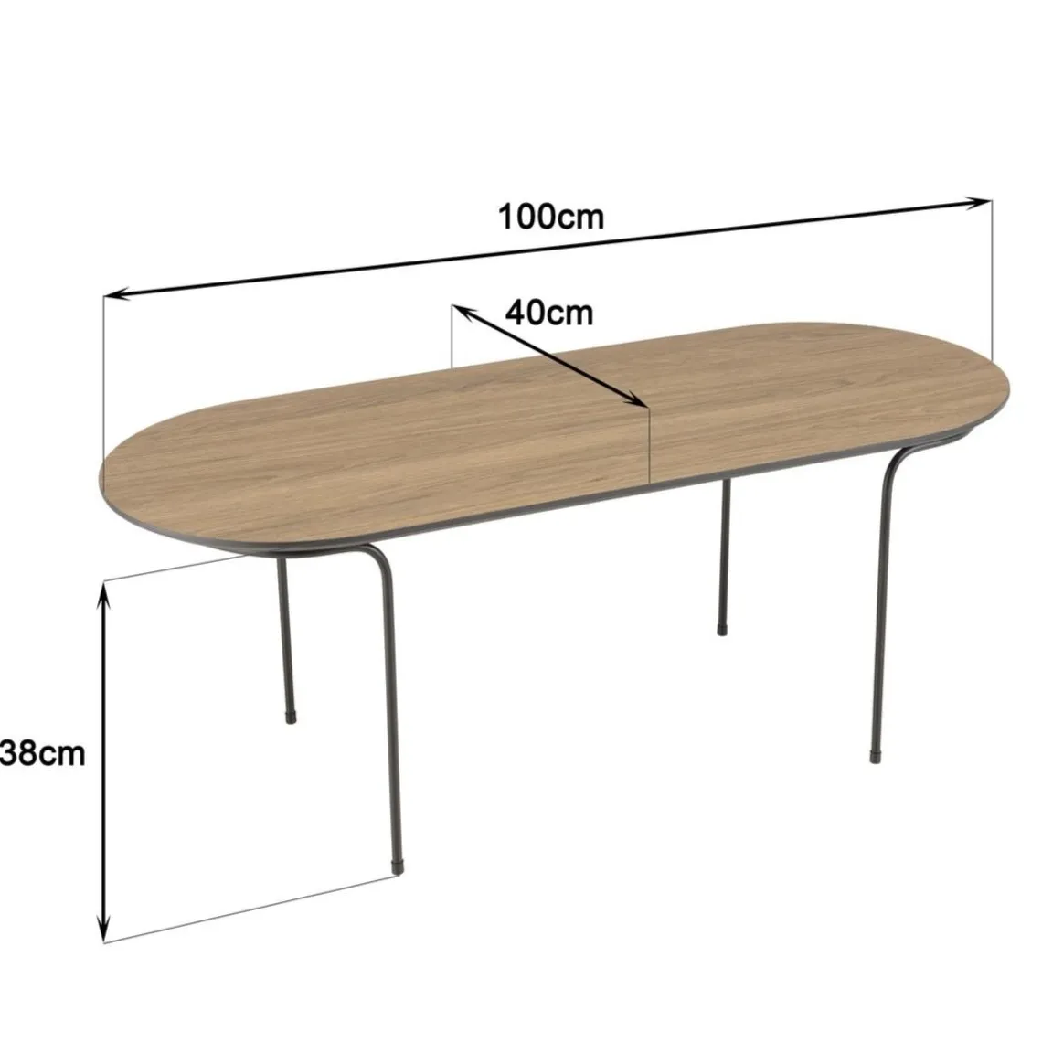 Macabane Table basse rect. angles arrondis mocha pieds métal JULIA Discount