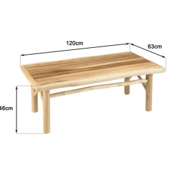 Macabane Table basse rectangulaire en branches de teck naturel MADURA Beige New