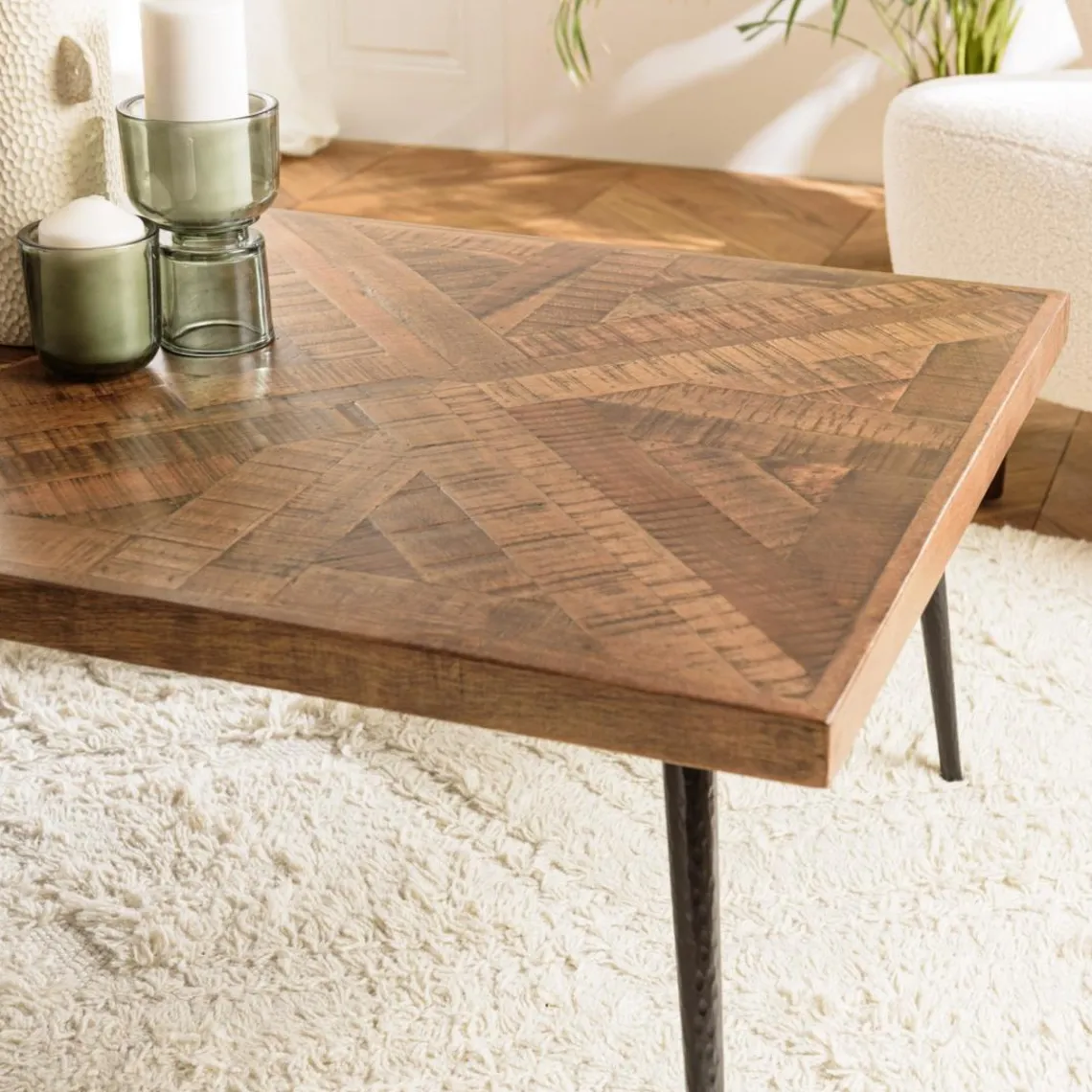 Macabane Table basse rectangulaire en bois pieds métal KIARA Best