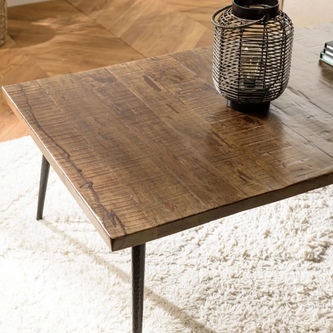 Macabane Table basse rectangulaire en bois pieds métal Hot