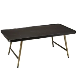 Macabane Table basse rectangulaire en Aluminium plateau Noir et pieds Dorés JOHAN Best