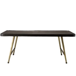 Macabane Table basse rectangulaire en Aluminium plateau Noir et pieds Dorés JOHAN Best