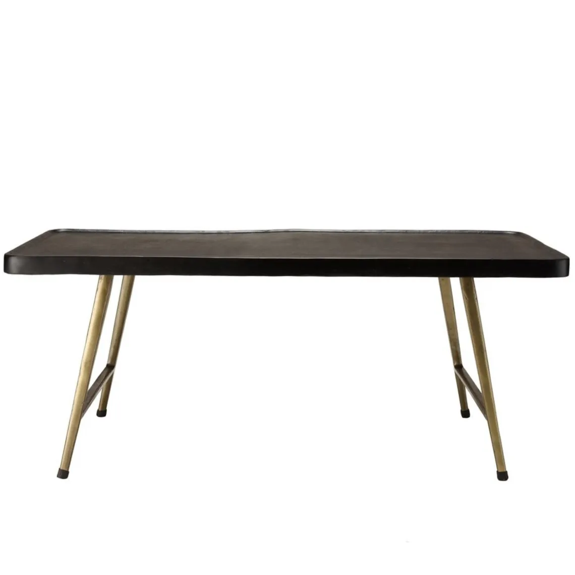 Macabane Table basse rectangulaire en Aluminium plateau Noir et pieds Dorés JOHAN Best