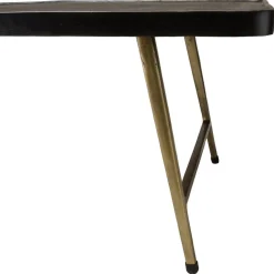 Macabane Table basse rectangulaire en Aluminium plateau Noir et pieds Dorés JOHAN Best