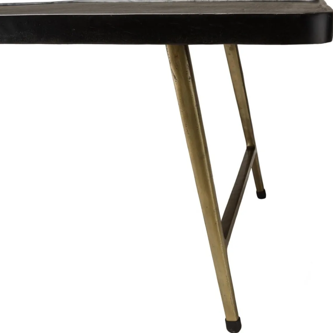 Macabane Table basse rectangulaire en Aluminium plateau Noir et pieds Dorés JOHAN Best