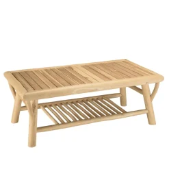 Macabane Table basse rectangulaire double plateaux en branches de Teck BORNEO Beige Clearance