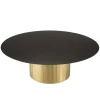 Macabane Table basse ronde avec plateau en Fer noir et pied strié Doré JAMES Online