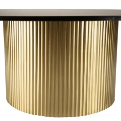 Macabane Table basse ronde avec plateau en Fer noir et pied strié Doré JAMES Online