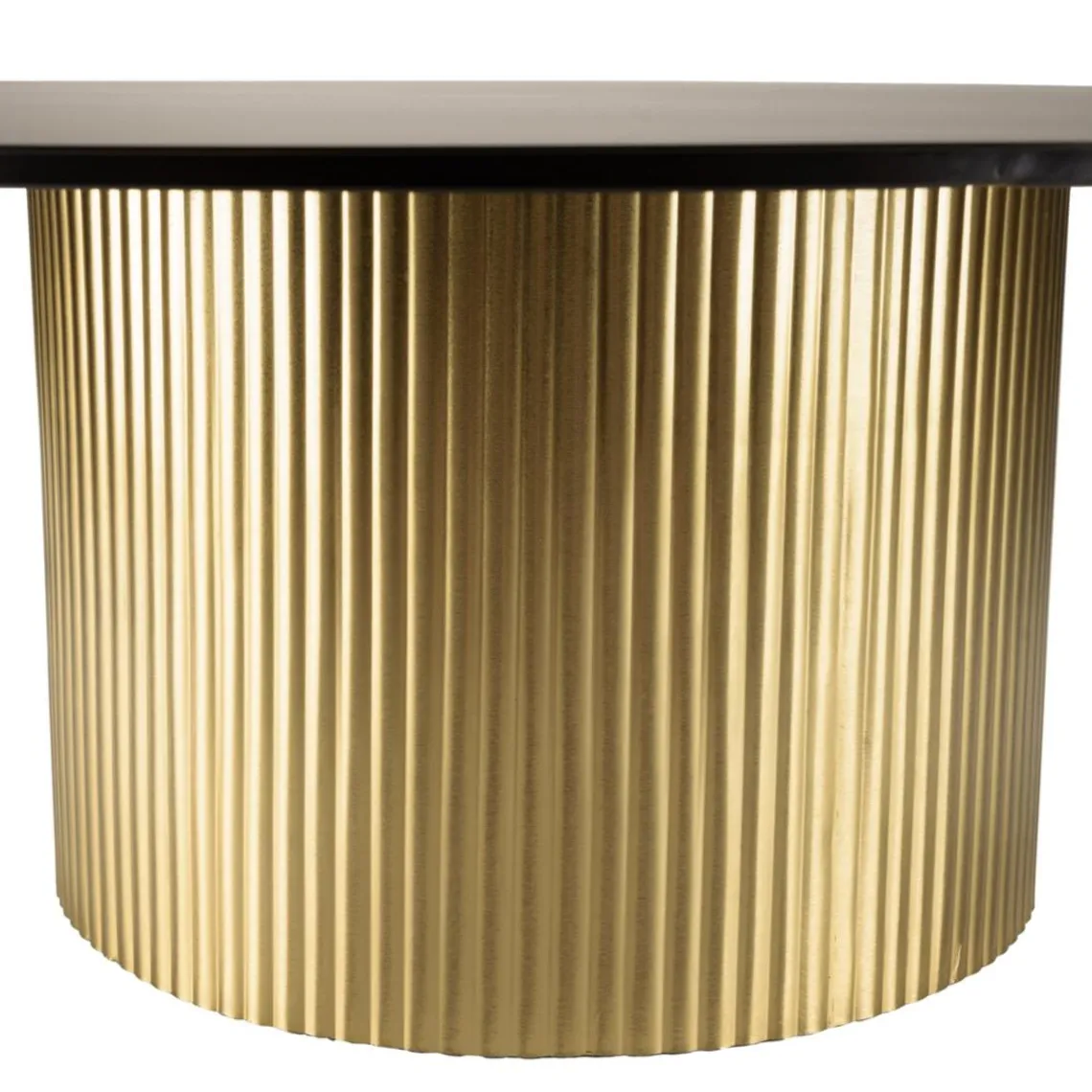 Macabane Table basse ronde avec plateau en Fer noir et pied strié Doré JAMES Online