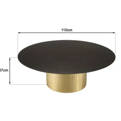 Macabane Table basse ronde avec plateau en Fer noir et pied strié Doré JAMES Online