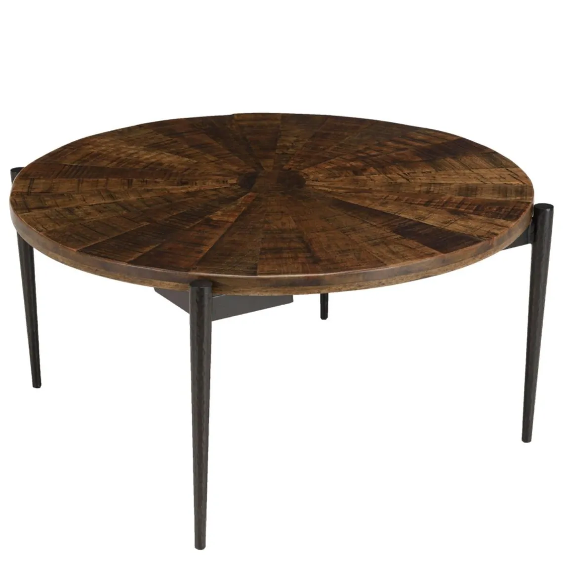 Macabane Table basse ronde bois recyclé pieds métal KIARA New