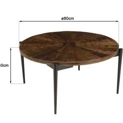 Macabane Table basse ronde bois recyclé pieds métal KIARA New