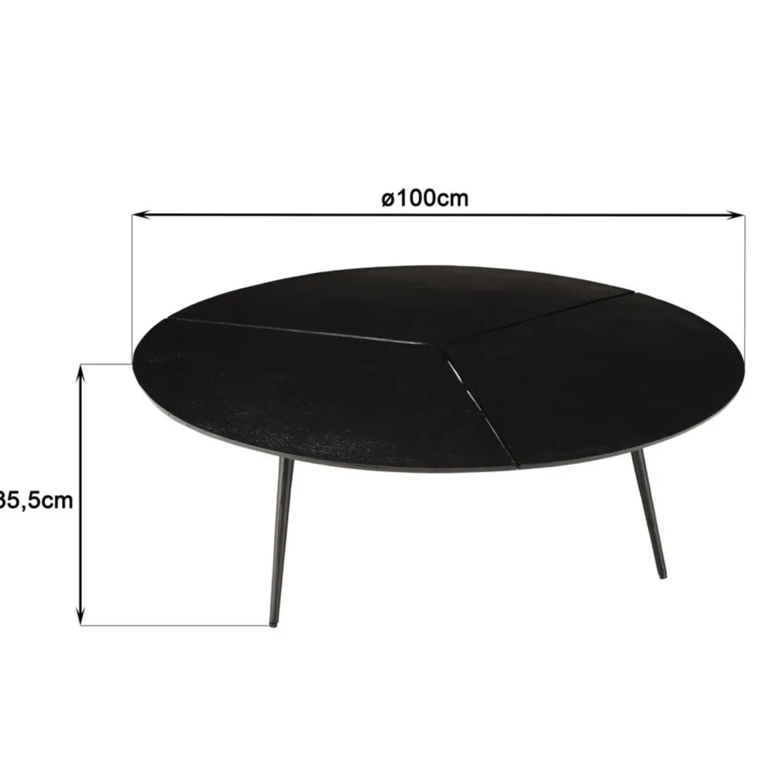Macabane Table basse ronde en Aluminium JAMES Noir mat Clearance